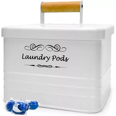 Laundry Pods Container Modern Farmhouse Laundry Pods Holder Metal Box Dispens... • $36.33