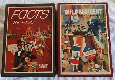 Lot Of 2 Vtg 1967 3M Bookshelf Games. Facts In Five. Mr. President. Complete • $29.80