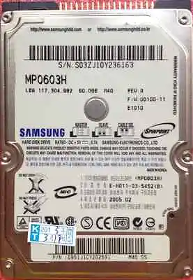 Samsung HM060HC 60GB 60 GB 5400rpm IDE ATA PATA HDD For Laptop 2.5  Hard Drive • £13.18