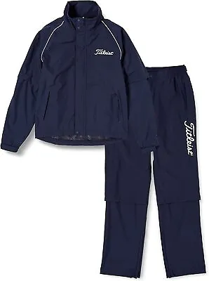 Titleist JAPAN Golf Stratch Rain Wear Jacket Pants Set Navy 2015 TSMR1592 • $145.78