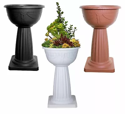 Jardiniere Tall Pedestal Plastic Round Garden Plant Patio Flower Pot Bowl Stand • £13.99