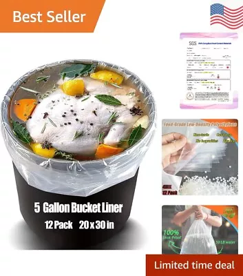 5 Gallon Bucket Liners Food Grade - Extra Heavy Duty Leak Proof - 12 Pack • $19.97