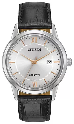 Citizen Eco-Drive Men's Rose-Gold Accents Date Calendar Watch 40mm AW1236-03A • $101.99