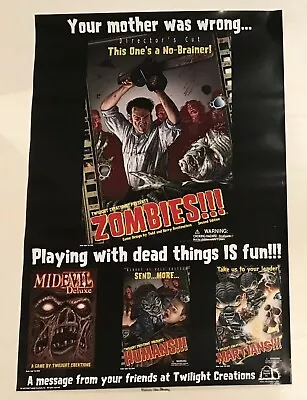 Zombies!!! Game Promo Poster NEW READ Midevil Humans Martians Twilight Creations • $54.99