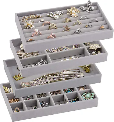 Ptaedex Stackable Velvet Jewelry Trays Organizer For Drawers Small Jewelry Draw • $18.97