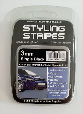 3mm X 10mtr Self Adhesive Car Pin Stripe Coach Tape Syling Stripe All Colours • £5.49