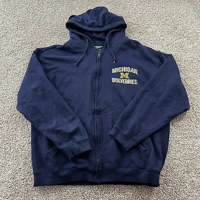 Vintage Michigan Wolverines Sweater Mens XL Blue Full Zip Hoodie Streetwear 90s • $33.99