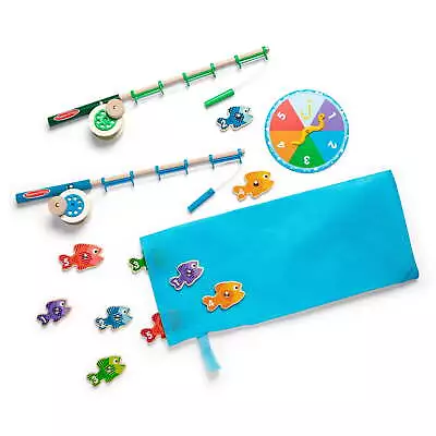 Catch & Count Wooden Fishing Game With 2 Magnetic Rods - • $26.39