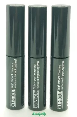 3 X Clinique High Impact Mascara - 01 Black - 0.14oz/3.5ml Each - Travel Size • $9.99