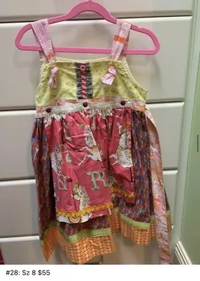 Size 8 Matilda Jane Clothing Platinum Plat Girls Carousel Horse Knot Dress EUC • $55