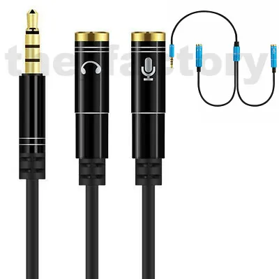 £2.39 • Buy 3.5mm Headset Adapter Audio And Mic Y-Splitter Female To 3.5mm Maler Jack Cable 
