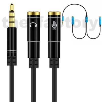 3.5mm Headset Adapter Audio And Mic Y-Splitter Female To 3.5mm Maler Jack Cable  • £2.79