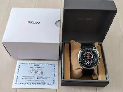 SEIKO Chronograph Sportura Kinetic Wristwatch Black Dial With Box Men's • $506.59