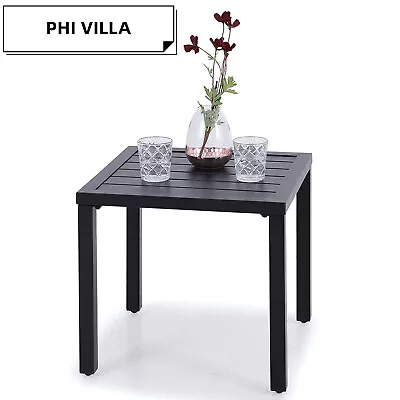 PHI VILLA Garden Bistro Small Metal Square Side End Coffee Table Outdoor Indoor  • £34.99