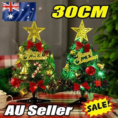 30cm Artificial Mini Christmas Tree With LED Stirng Lights Table Desk Decor GiCZ • $14.20