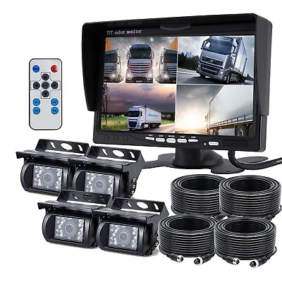 7  Monitor Splitscreen 4x 4PIN Reversing Backup Camera 4x 10m RV Truck Motorhome • $139