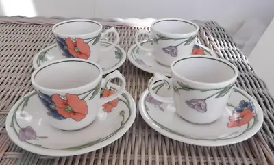 Set Of 4 Villeroy & Boch  Amapola  Demitasse Cups & Saucers • $17.99