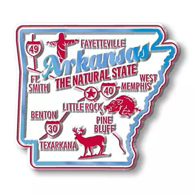 Arkansas The Natural State Premium Map Fridge Magnet • $6.99