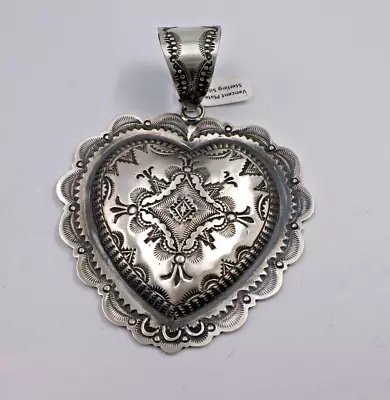 Stunning Navajo Sterling Silver Pendant Heart  4    Vincent Platero  • $499.95