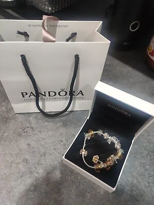 PANDORA Bracelet With Charms Gold • £40