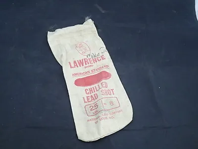 VINTAGE LAWRENCE BRAND 25# LEAD SHOT CANVAS BAG CHILLED 8 National Lead St Louis • $5.99