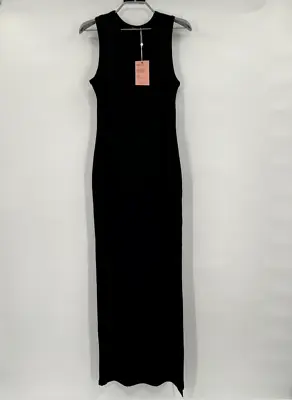 Quince Women’s Black Tencel Jersey Tank Maxi Dress Sz M NWT Side Slit Sleeveless • $24.95