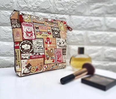 Makeup Bag Cosmetics Bag.  Japanese Toiletry Bag. Cute Make Up Bag. Japan Pouch • £19.99