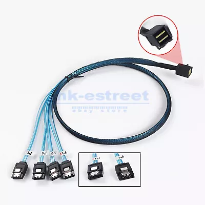 Reverse Breakout Cable 4x SATA To 1x SFF-8643 Internal Mini SAS Drive Cable 80cm • $17.99