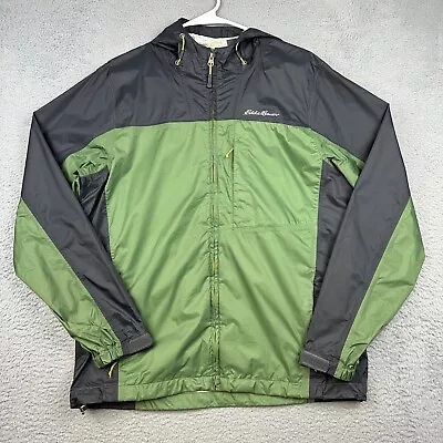 Eddie Bauer Weatheredge Rain Jacket Mens Medium Green Gray Full Zip Outdoor Hike • $14.95