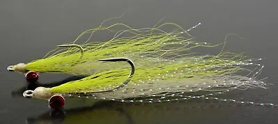 6ct - Chartreuse & White Clouser Minnow Flies - Mustad Saltwater Duratin Hooks • $11.99