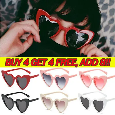 Retro Lolita Love Heart Shape Sunglasses Womens UV400 Cat Eye Vintage Sunglasses • £3.03