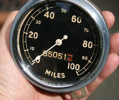 Stewart Warner Vintage 100 MPH 3 3/8  Speedometer - Curved Glass - 596 AR C9 • $459