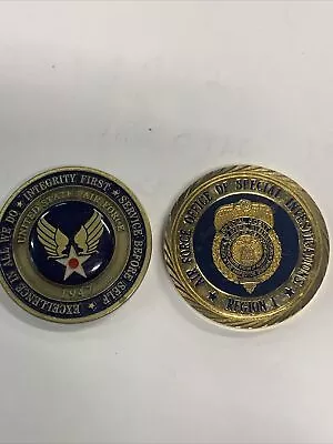 AIR Force Special Investigations REGION 1 ONE Coin PLUS AIRMAN COIN TOO • $9