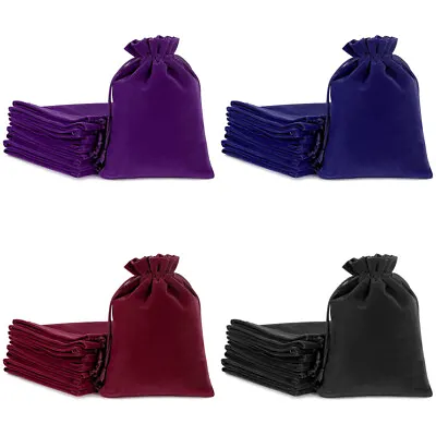 25/50/100 Jewelry Pouches Velour Velvet Drawstring Gift Bags Wedding Favors Sets • $8.45