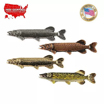 Pewter Chain Pickerel Fish Lapel Pin Brooch Or Refrigerator Magnet USA F065 • $17.99