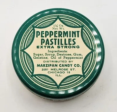 $14 • Buy Vintage Peppermint Pastilles Tin My Marzipan Candy Company Chicago Illinois USA