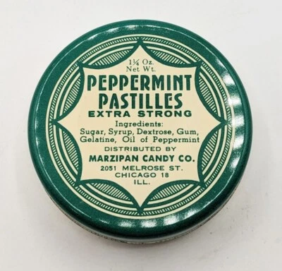 $14 • Buy Vintage Peppermint Pastilles Tin My Marzipan Candy Company Chicago Illinois USA