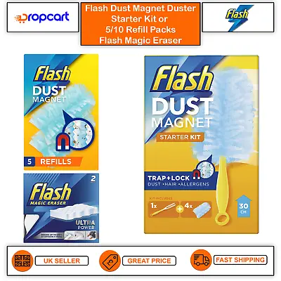 £4.99 • Buy FLASH Dust Magnet Duster With 1 Handle + 4 Refills Or Refill Packs