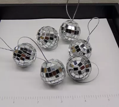 Mini Disco Ball W/ Cord Mirror Ornaments 1-1/8  Miniature ~ Sparkle 3cm 1+ Inch • $8.11