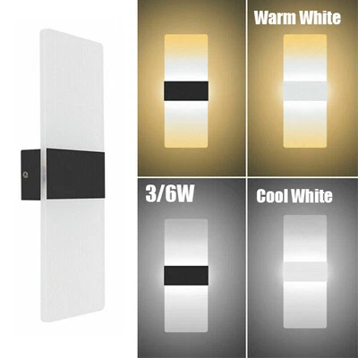 £9.99 • Buy 6W COB LED Wall Light Up Down Cube Indoor Modern Bedroom Sconce Lamp Fixture UK