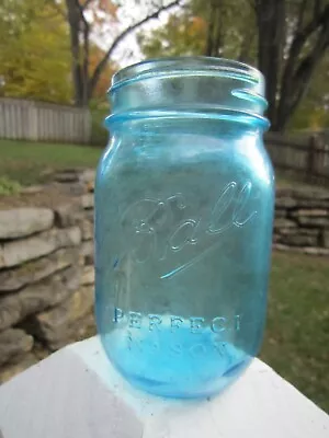 Blue Ball Perfect  Mason Jar With Measurements 1913-1915 100 Years - No Lid • $5.95