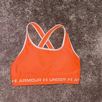 Under Armour Crossback Sports Bra Womens Size M Neon Orange Workout Athleisure • £5.99