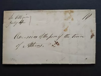 Maine: South Albion (#1) 1840 Stampless Cover Ms DPO Kennebec Co • $50