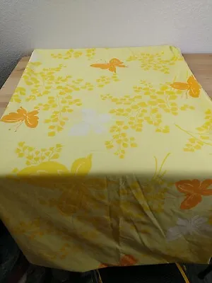 Vintage Springmaid Mariposa Queen Flat Sheet Yellow Butterflies 60 X 80  • $17.60