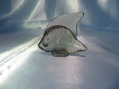 New Lalique Crystal Translucent Gray Fish Figurine Signed France Glass Miniature • £76.01