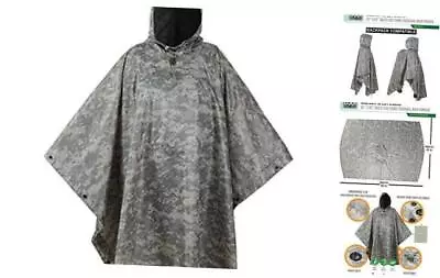  Military Style Poncho Multi Use Rip Stop Camouflage Rain Poncho One Size Acu • $59.23