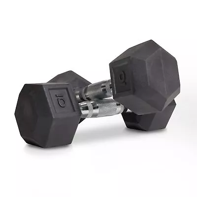 TRU GRIT Fitness Rubber HEX Free Hand Weights Dumbbell Pairs Sizes 5 10 15... • $59.46