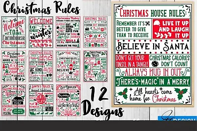 £11.99 • Buy Christmas House Rules METAL SIGN PLAQUE Man CAVE Festive Poster Wall Art Elf