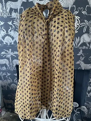 Pussycat Sheer Mustard Ladies Top Blouse Shirt  12 New • £5
