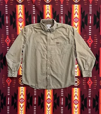 Vintage Carhartt Green Long Sleeve Button Up Work Shirt S144LOV Mens Size XL • $19.95